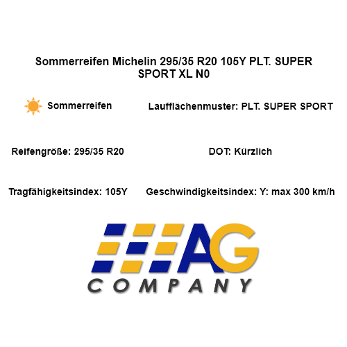 Sommerreifen Michelin 295/35 R20 105Y PLT. SUPER SPORT XL N0 - Bild 3 von 5