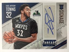 Karl Anthony Towns Signage Rookie Card Auto 2015-16 Panini Threads Basketball