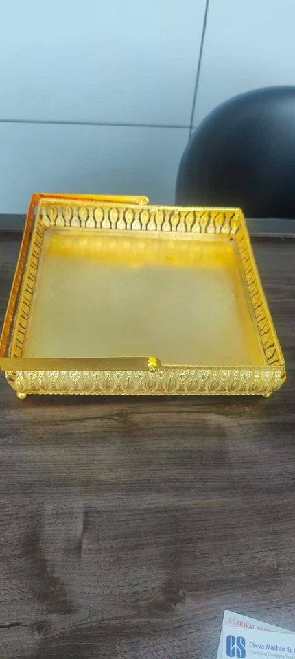 Gold Serving Tray Reusable Organizer Fruit Plate for Parties Dinner Pack Of 3  - Image 3 of 4