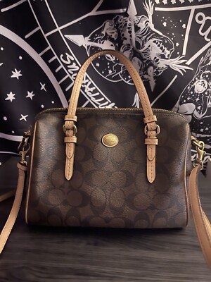 BROWN COACH PEYTON SIGNATURE BENNETT BROWN MINI CROSSBODY PURSE +