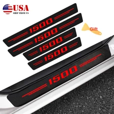 4x For GMC Sierra 1500 Carbon Fiber Red Threshold Door Sill Cover Scuff Pad N9