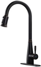 Stainless Steel Kitchen Faucets Single Lever Pull Down Sprayer Sink, Matte Black