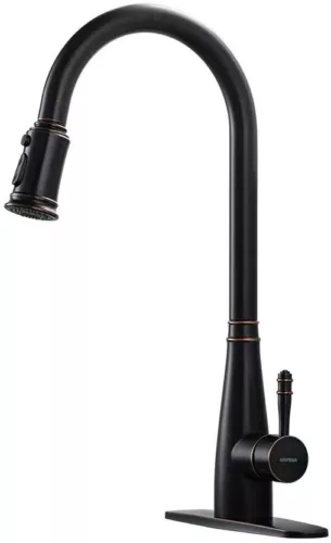 Stainless Steel Kitchen Faucets Single Lever Pull Down Sprayer Sink, Matte Black
