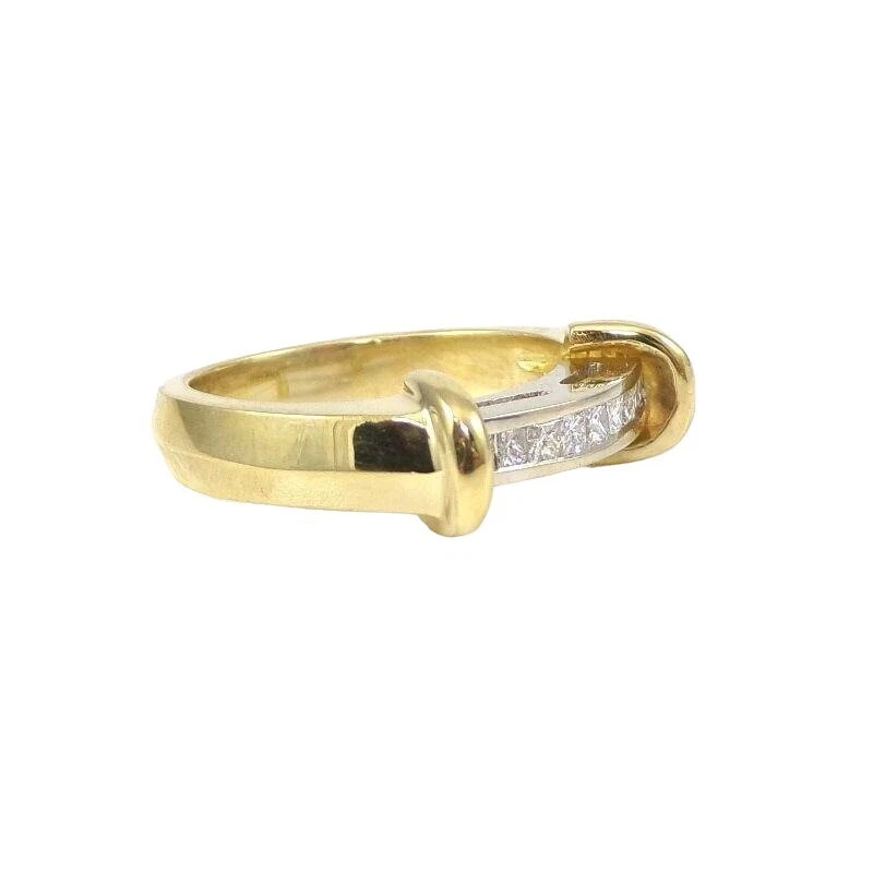 Anillo de oro amarillo sólido de 18 quilates pesado 0,25 TCW diamante natural corte princesa talla 5,5 Foto 2 de 4