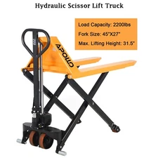 APOLLOLIFT Manual Lift Pallet Jack Hydraulic Scissor Truck 2200lb 45"Lx27"W Fork