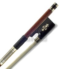 Fleur de Lys Inlay Brazilwood Violin Bow 4/4 Full Size Ebony Frog  Great Gift 
