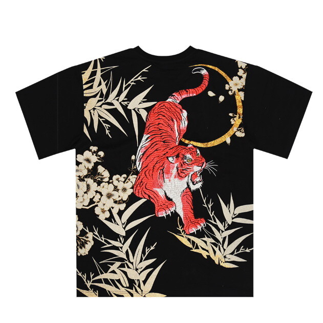 【たけまる】COOPER DESIGNS V1 　8’8 Mens Summer T-Shirt Japanese Pattern Embroidery Tiger Flower