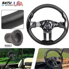 13inch Black Golf Cart Steering Wheel Black Hub Adapter For Club Car Ds 1984-up