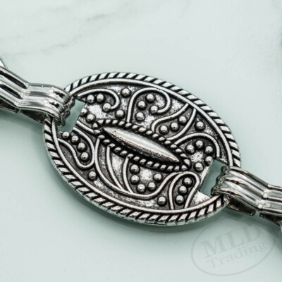 Silver Concho Chain Belt‎ Black Faux Stone Western Boho Adjustable XS/Small Carla ” Mini Concho Chain Belt ( Black / Silver ) – Ale  main image 4