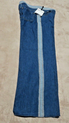 RED VALENTINO Stone Washed Hatching Embroidery Pants (Mdm Blue Denim) Jeans 42