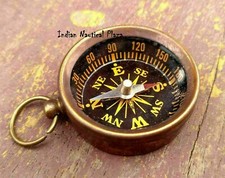LOT OF 50 PCs Antique Brass Collectible Handmade Open Face Key-ring Compass Gift