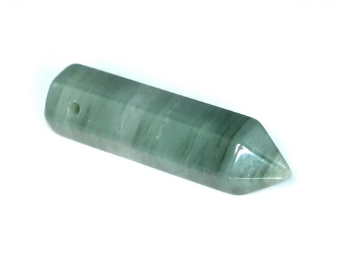 31X8MM GREEN RUTILE QUARTZ GEMSTONE INCLUSIONS RUTILATED POINT LOOSE 2 BEADS - Picture 1 of 4
