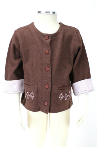 Cardigan fille tendance JACADI Arcane Mocha marron avec poignets roses taille 8 ans neuf avec étiquettes 52 $