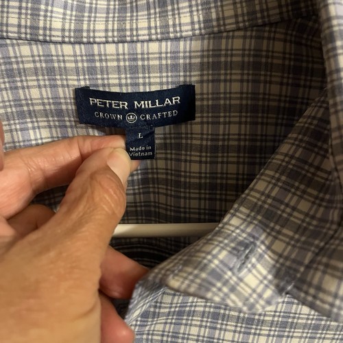 Peter Millar Herren Crown Crafted Langarm Button Down L blau weiß kariert - Bild 3 von 13