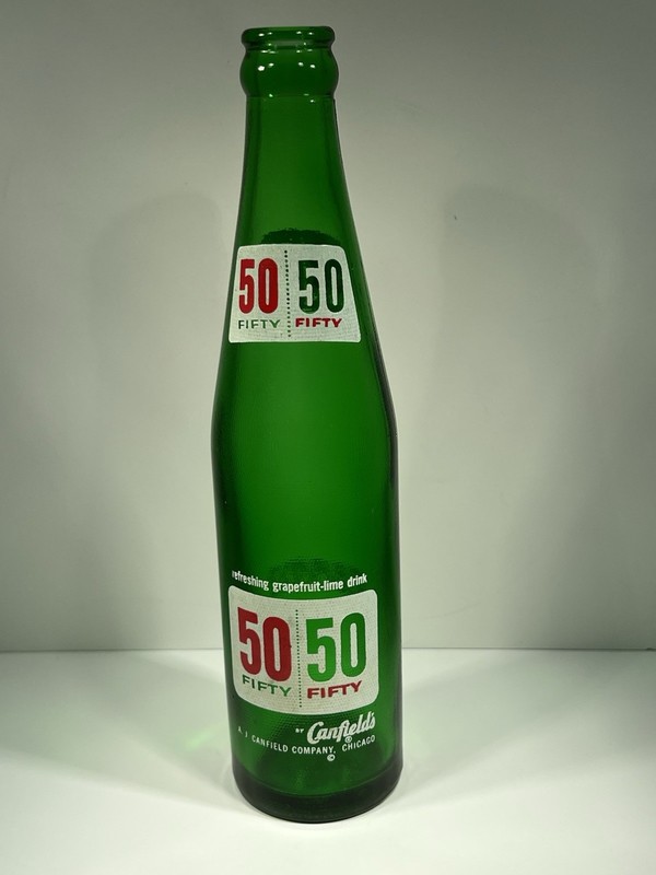 50 50 Fifty Fifty Soda Bottle - 10 oz - Chicago - 1959