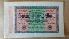 1923 germany 20 000 mark XF- crisp spectacular water mark