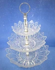 Vintage Federal Glass Petal Serving Tidbit Tray 3 or 4 Tier Bowls  MCM Homeware