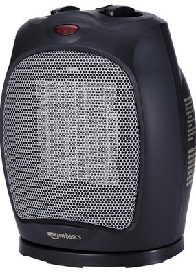 AmazonBasics 1500W Ceramic Heater with Adjustable Thermostat - Black