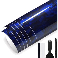 Auto Folie, Blasenfrei, Luftkanäle, Carbon, Blau, 150cm x 30cm, selbstklebend