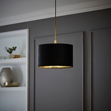 Lampshades Ceiling Light Shade Easy Fit Velvet Drum Pendant Metallic Inner 25cm