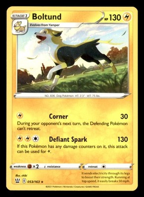 Boltund 053/163 Rare Battle Styles Pokemon Near Mint