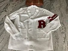 Hip Hop 50’s Shop Letterman Cardigan R Sweater Retro Mens Extra Large