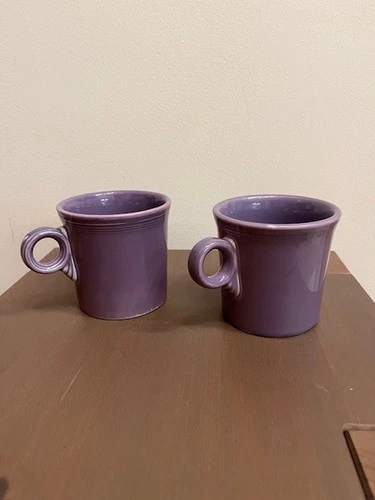 Fiesta ware Lilac Ring Handled Coffee Mug Cups Set of Two Homer Laughlin China