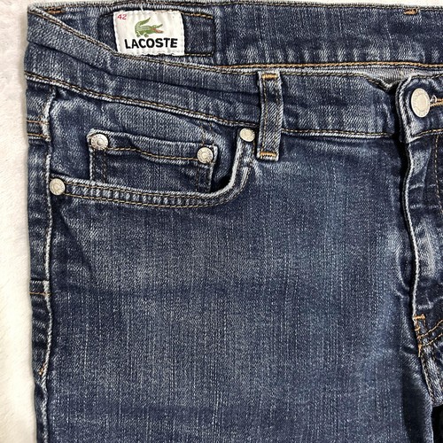 Pantalones Cortos de Jean Lacoste Para Hombres 42 Calce Relajado Y2K Pantalones Cortos Bigotes Desteñidos Denim 34x14 - Imagen 3 de 14