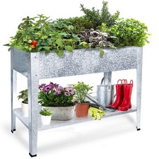 Galvanized Raised Garden Bed for Vegetables Elevated Planter Box with Legs Ou...