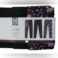 NWT - Girls Kids Leggings 3-Pack - 1 Black - 1 Sparkle - 1 Floral - Size 4/5