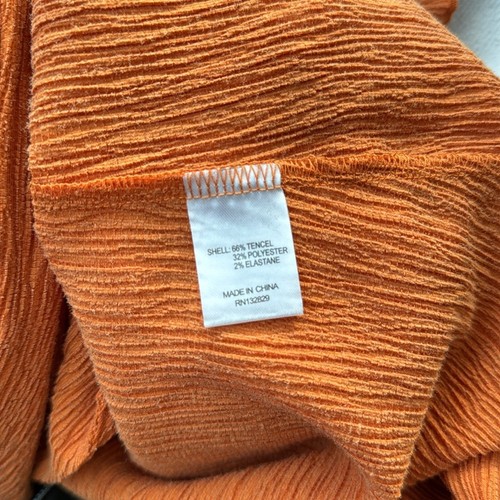 Camila Coelho Tais Long Sleeve Crinkle Top Orange Small - Picture 4 of 9