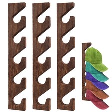 3 Pcs Hat Rack for Baseball Caps, Wall 15.35"L x 2.32"W x 0.55", Brown Wood