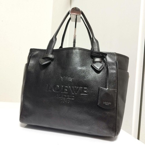 LOEWE Heritage Tote Bag All Leather Dark Brown A4 Shoulder Bag