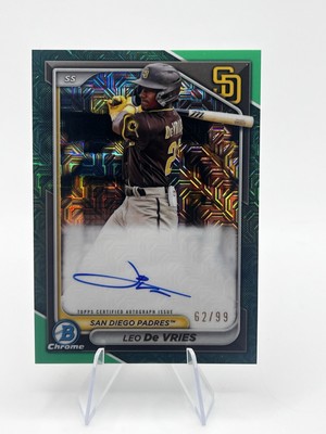 2024 Bowman Chrome Mega Box - Leo De Vries Green Mojo Auto /99 #BMA-LD
