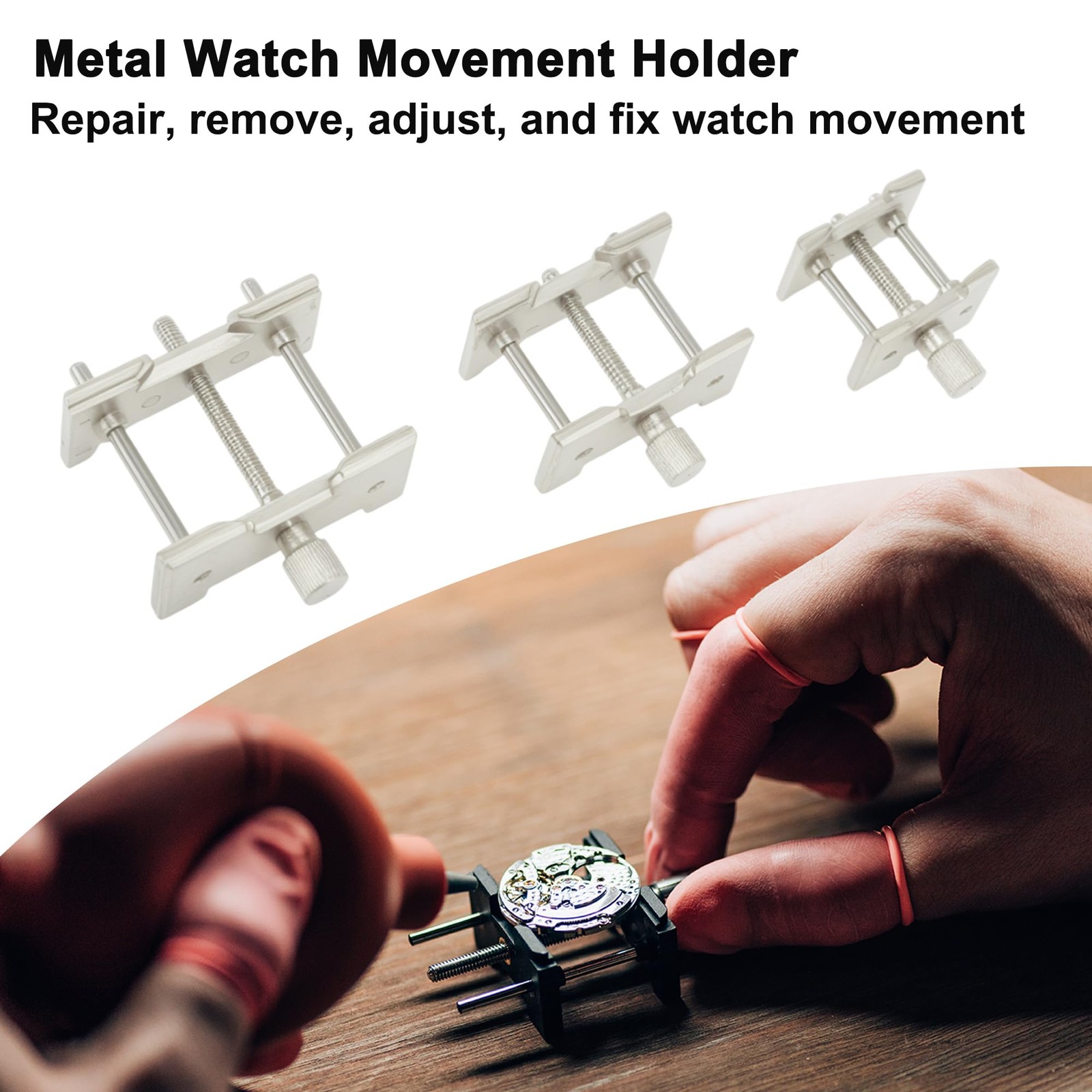 VOCOSTE 3pcs Watch Movement Holder, Metal Reversible Movement Holder, Watchma...