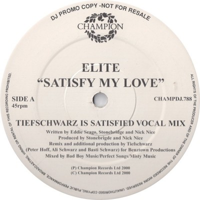 Elite - Satisfy My Love - Used Vinyl Record 12 - 50 - Promo - Y5628z