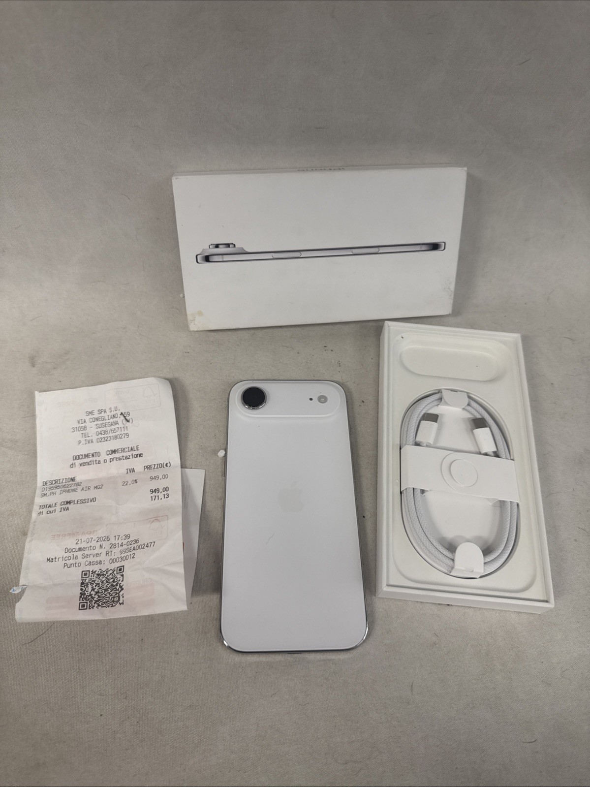 APPLE IPHONE AIR 256GB 5G WHITE SMARTPHONE ORIGINALE Italia MG2M4QL/A