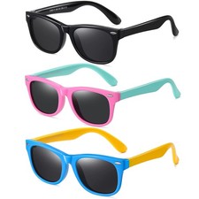 Dylb Kids Polarized Sunglasses For Girls Boys 3 Pack Flexible Tpee Rubber Frame