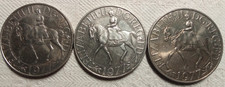 3 monedas inglesas antiguas. Elizabeth. II. DG. REGFD. Año 1977.