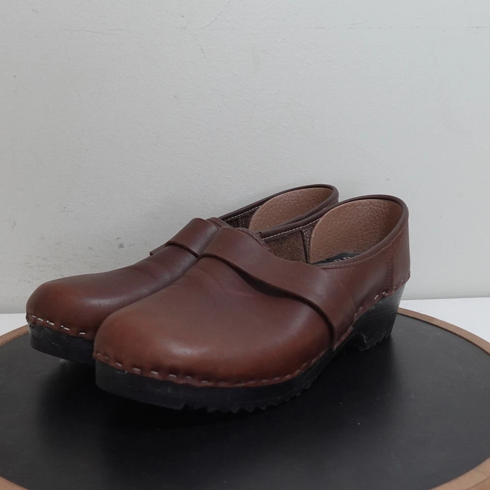 Zuecos de cuero Sven Brittany para mujer 43-11 marrón sin cordones cómodos informales Foto 4 de 4