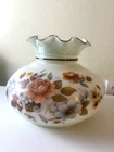 Vintage Milk Glass Lamp Shade Floral Hurricane Gone with The Wind Style Parlor