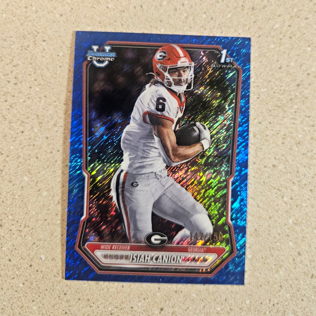 Topps Bowman 2026 Isiah Canion Rookie Georgia Bulldogs Blue Shimmer BCP-53 /150