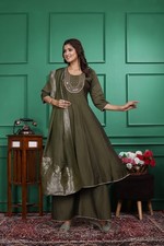 Indian Pure Silk Kurta Palazzo Dupatta Set For Women Ethnic Salwar Kameez Girl