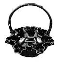 Vintage Glass Basket, Thumbprint Pattern Fenton Deep Black