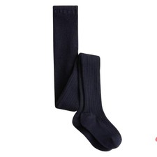 NEW Crewcuts Girls' Sz XXS/XS 2-5 Ribbed Tights Navy Blue Cotton Blend Spandex