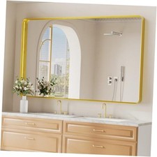 Wall Mirror for Bathroom, 36x60 Inch Matte Deep Framed 36"L x 60"W Gold