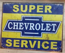 Súper Chevrolet Service Metal Sign. 12.5”x16” Vintge Design. Made in USA.