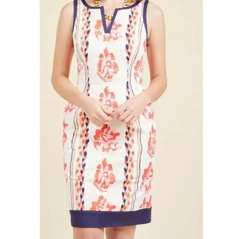 Modcloth Womens Leader Floral Rope Sheath Dress Easter Preppy Whimsical Size 1X - Image 2 of 4