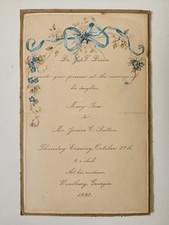 Antique 1892 Wedding Invitation Woodbury Geor...