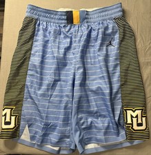 Jordan Marquette Golden Eagles Basketball Game Shorts Lt Blue Size 40 2019-2020